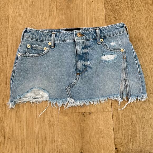 SER.O.YA mini Skirt Denim Slit Zuri Size 24 Blue - Picture 1 of 5